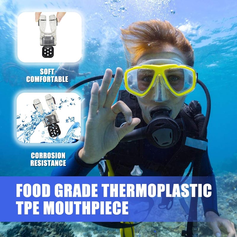 JUSTOOP Store Bite Moldable Scuba Diving Mouthpiece, TPE Moldable Snorkel Mouthpiece Regulator with Regulator Tie Scuba Diving Mouthpiece Replacement Diving Regulator, Pink/Blue/Transparent Black - Image 3